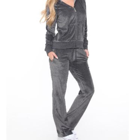grey velour loungewear